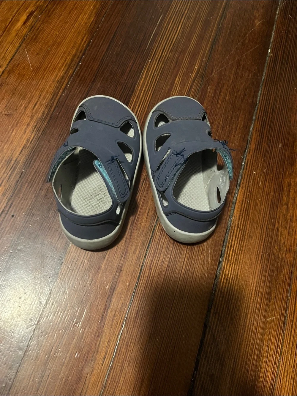 Kids Navy Closed-Toe Hook-and-Loop Sandals